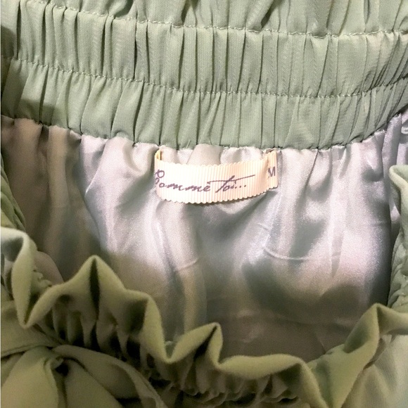 Comme Toi Women's Bow Tie Mini Skirt Stretch Waist Seafoam Green ~ Size Medium - Picture 5 of 8